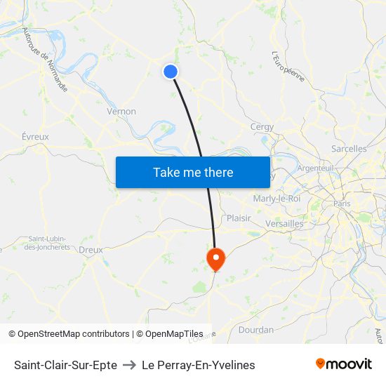 Saint-Clair-Sur-Epte to Le Perray-En-Yvelines map