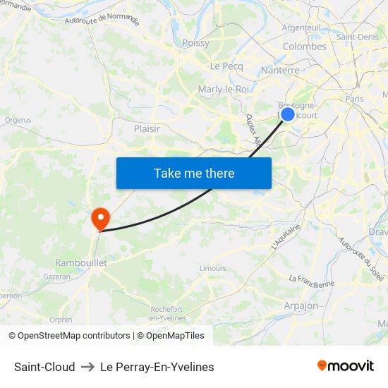 Saint-Cloud to Le Perray-En-Yvelines map