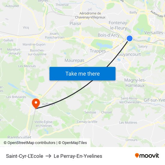 Saint-Cyr-L'Ecole to Le Perray-En-Yvelines map
