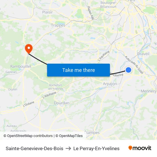 Sainte-Genevieve-Des-Bois to Le Perray-En-Yvelines map