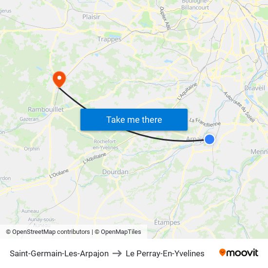 Saint-Germain-Les-Arpajon to Le Perray-En-Yvelines map