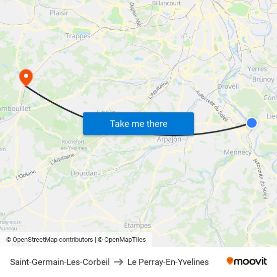 Saint-Germain-Les-Corbeil to Le Perray-En-Yvelines map