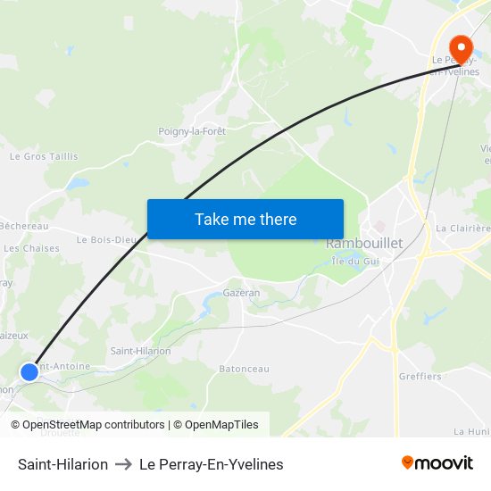 Saint-Hilarion to Le Perray-En-Yvelines map