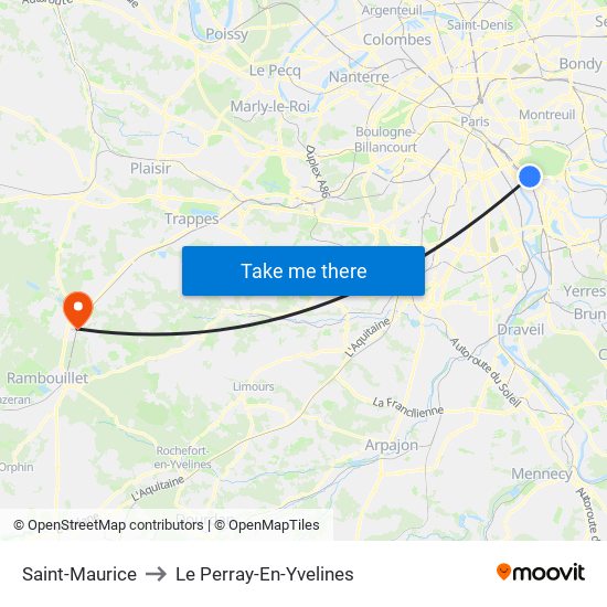 Saint-Maurice to Le Perray-En-Yvelines map