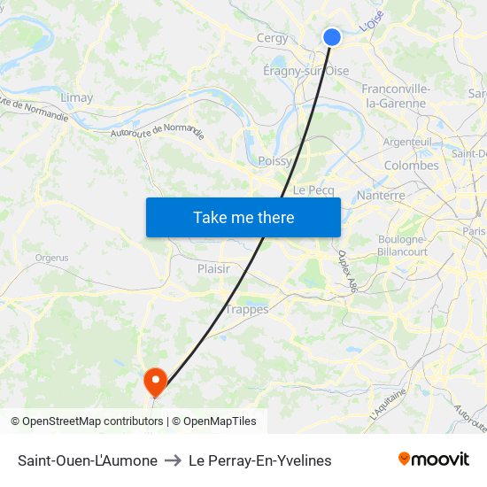 Saint-Ouen-L'Aumone to Le Perray-En-Yvelines map