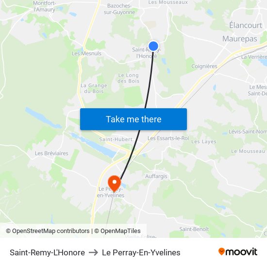 Saint-Remy-L'Honore to Le Perray-En-Yvelines map