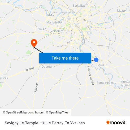 Savigny-Le-Temple to Le Perray-En-Yvelines map