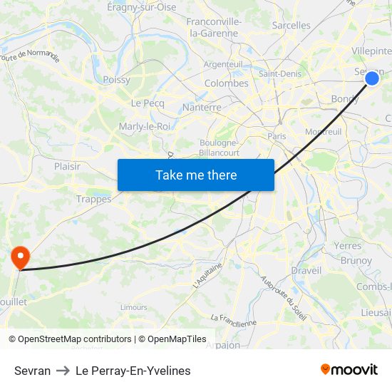 Sevran to Le Perray-En-Yvelines map