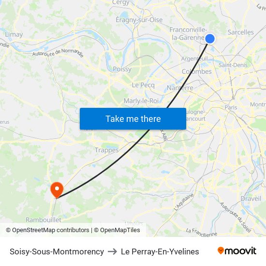 Soisy-Sous-Montmorency to Le Perray-En-Yvelines map