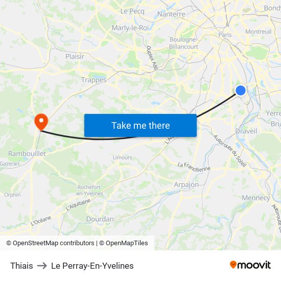 Thiais to Le Perray-En-Yvelines map