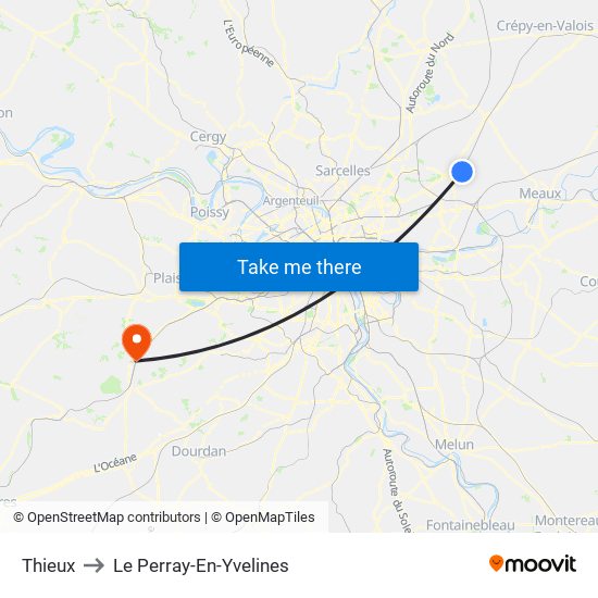 Thieux to Le Perray-En-Yvelines map