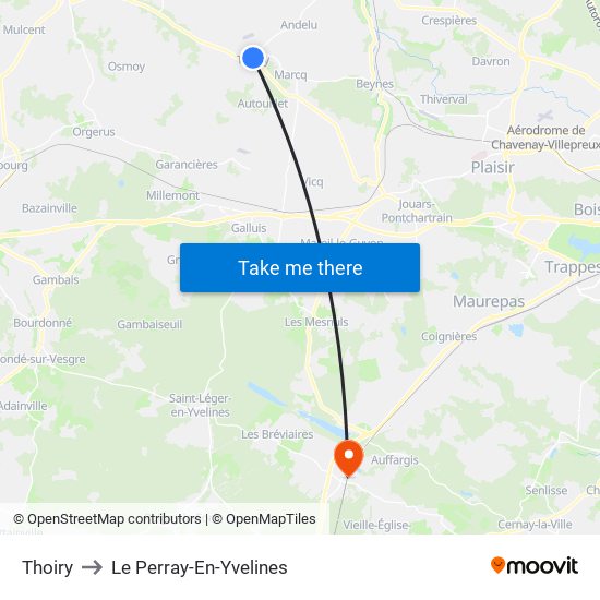 Thoiry to Le Perray-En-Yvelines map