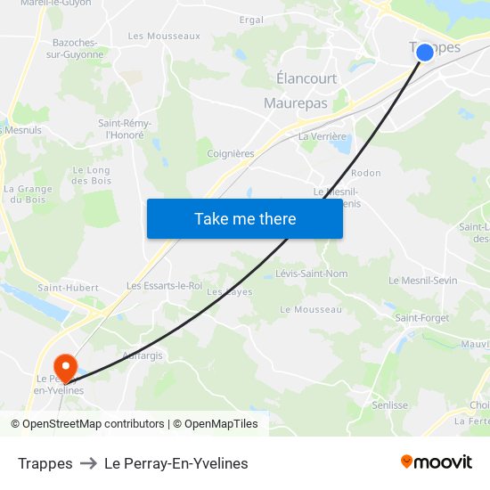 Trappes to Le Perray-En-Yvelines map