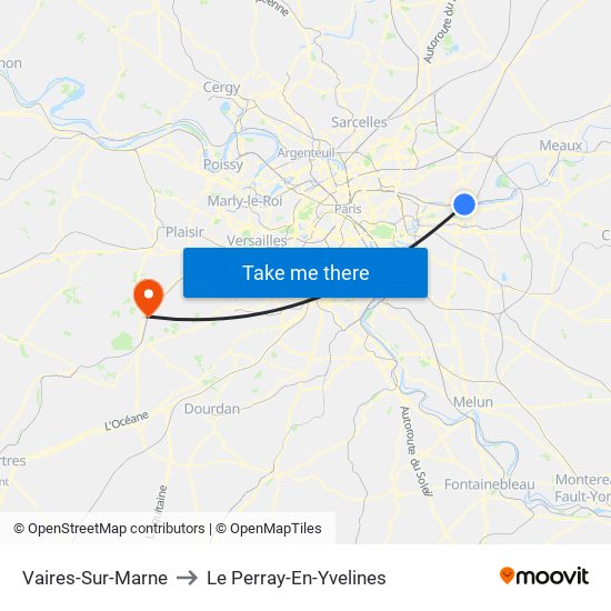 Vaires-Sur-Marne to Le Perray-En-Yvelines map