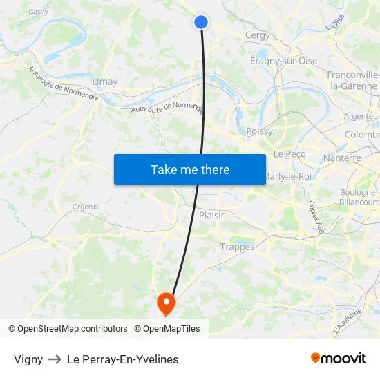 Vigny to Le Perray-En-Yvelines map