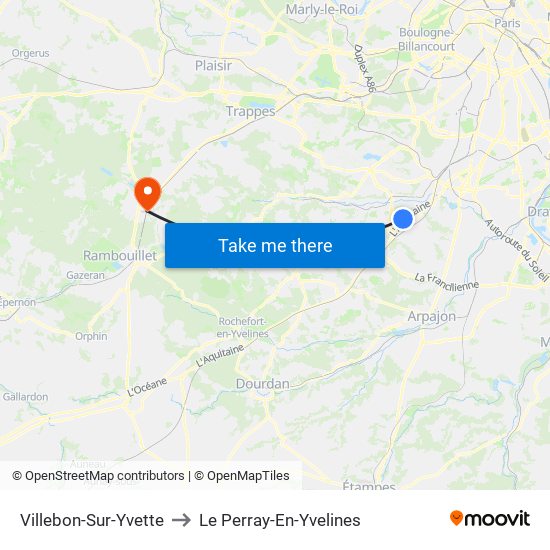 Villebon-Sur-Yvette to Le Perray-En-Yvelines map