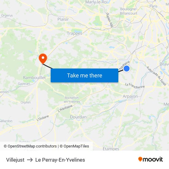 Villejust to Le Perray-En-Yvelines map