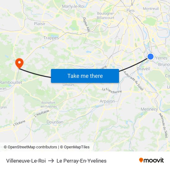 Villeneuve-Le-Roi to Le Perray-En-Yvelines map
