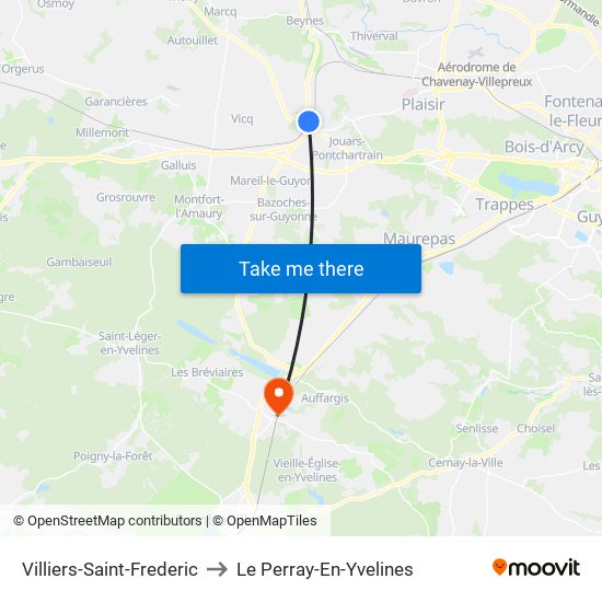Villiers-Saint-Frederic to Le Perray-En-Yvelines map