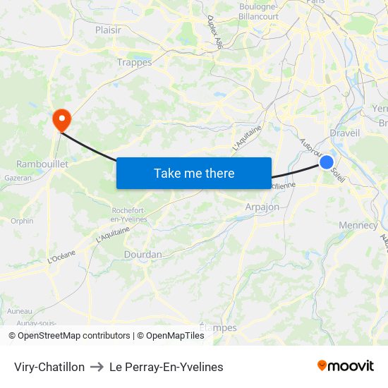 Viry-Chatillon to Le Perray-En-Yvelines map