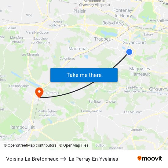 Voisins-Le-Bretonneux to Le Perray-En-Yvelines map