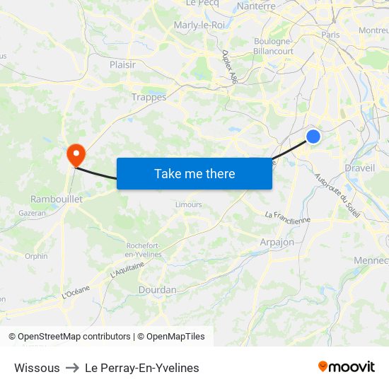 Wissous to Le Perray-En-Yvelines map