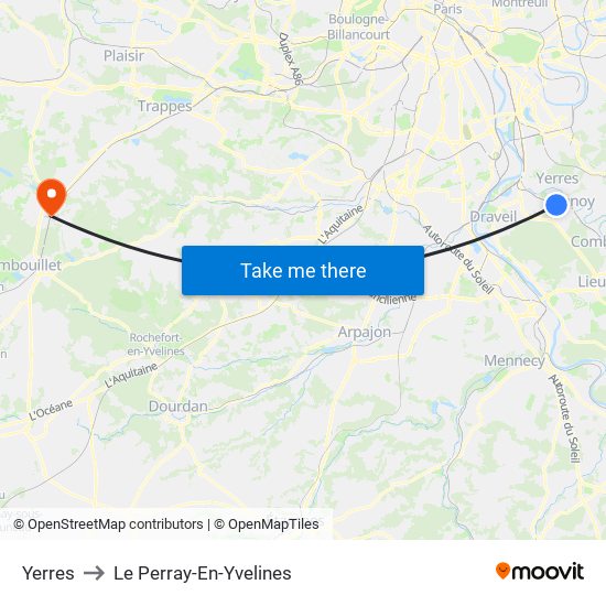 Yerres to Le Perray-En-Yvelines map