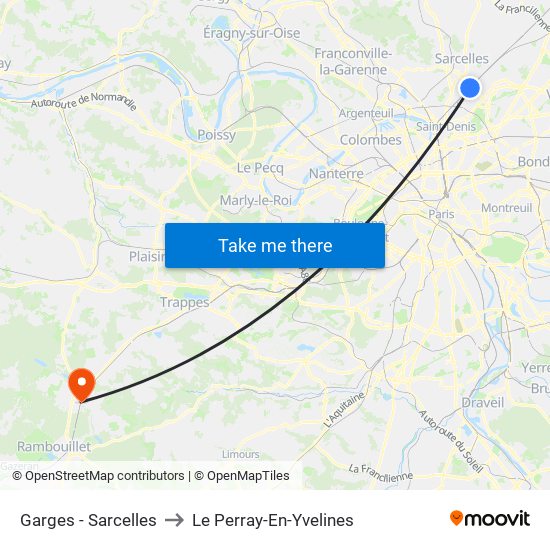Garges - Sarcelles to Le Perray-En-Yvelines map