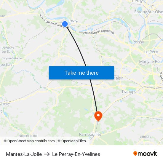 Mantes-La-Jolie to Le Perray-En-Yvelines map