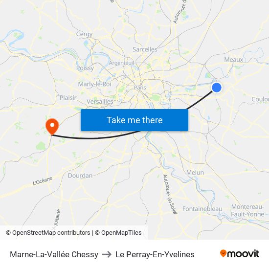 Marne-La-Vallée Chessy to Le Perray-En-Yvelines map