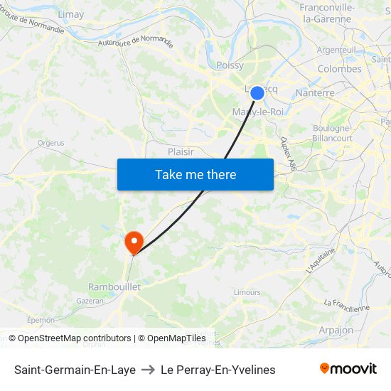 Saint-Germain-En-Laye to Le Perray-En-Yvelines map