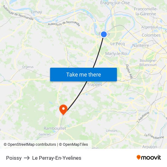 Poissy to Le Perray-En-Yvelines map