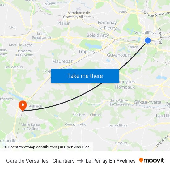 Gare de Versailles - Chantiers to Le Perray-En-Yvelines map