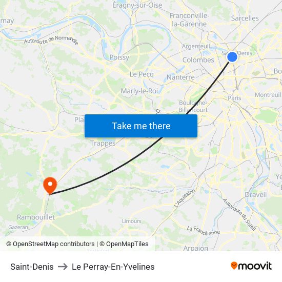 Saint-Denis to Le Perray-En-Yvelines map