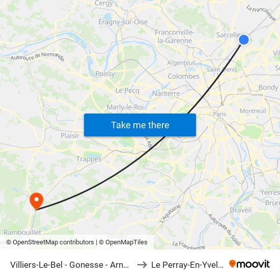 Villiers-Le-Bel - Gonesse - Arnouville to Le Perray-En-Yvelines map