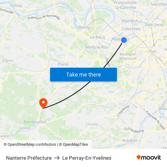 Nanterre Préfecture to Le Perray-En-Yvelines map