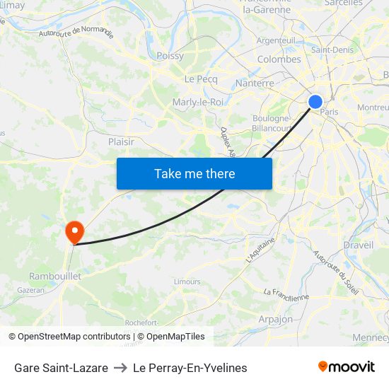 Gare Saint-Lazare to Le Perray-En-Yvelines map