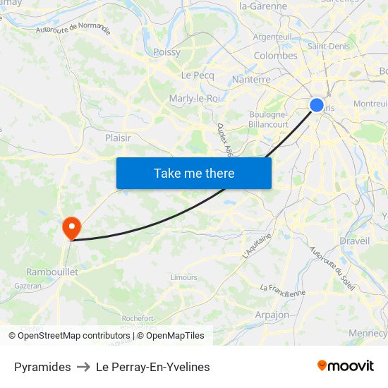 Pyramides to Le Perray-En-Yvelines map