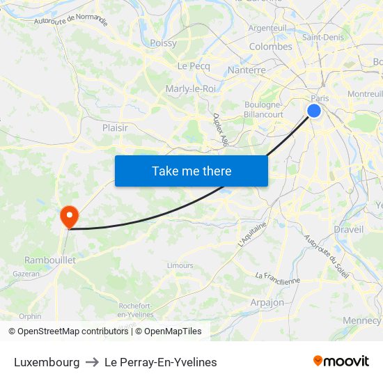 Luxembourg to Le Perray-En-Yvelines map