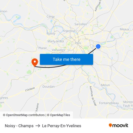 Noisy - Champs to Le Perray-En-Yvelines map