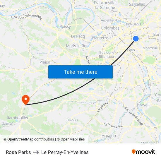 Rosa Parks to Le Perray-En-Yvelines map