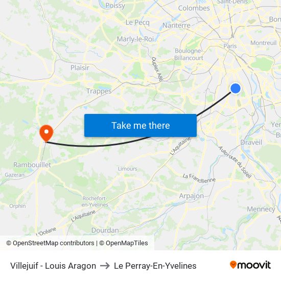 Villejuif - Louis Aragon to Le Perray-En-Yvelines map