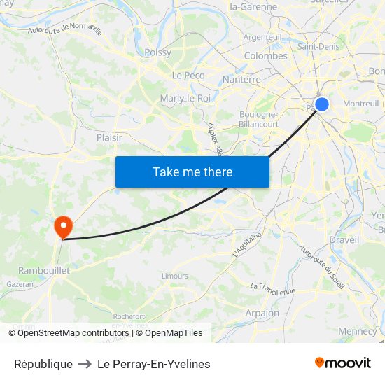 République to Le Perray-En-Yvelines map