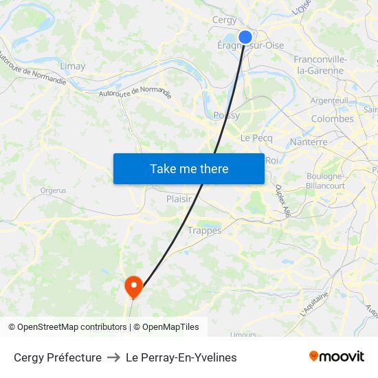 Cergy Préfecture to Le Perray-En-Yvelines map