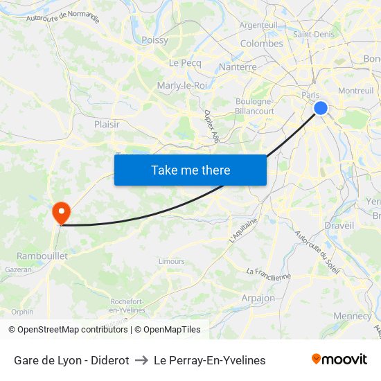 Gare de Lyon - Diderot to Le Perray-En-Yvelines map