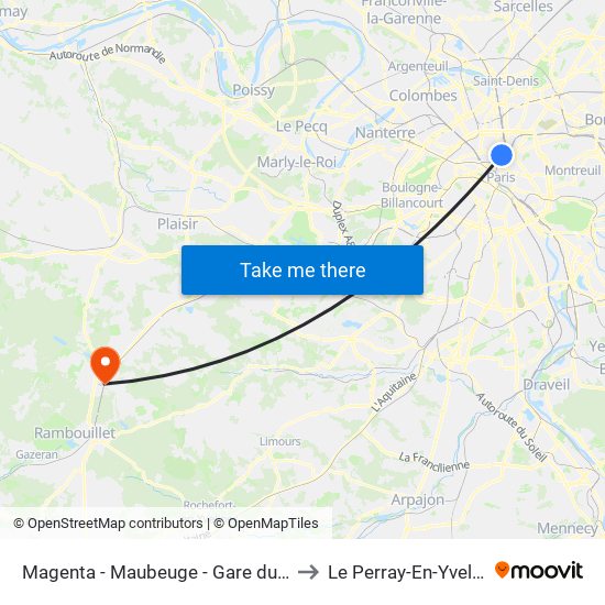 Magenta - Maubeuge - Gare du Nord to Le Perray-En-Yvelines map