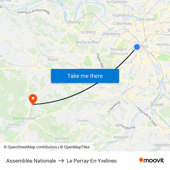 Assemblée Nationale to Le Perray-En-Yvelines map