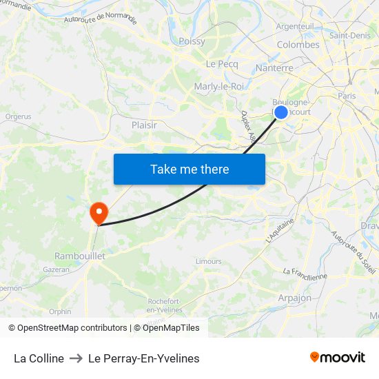 La Colline to Le Perray-En-Yvelines map