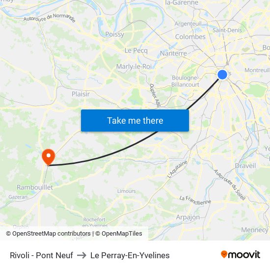 Rivoli - Pont Neuf to Le Perray-En-Yvelines map