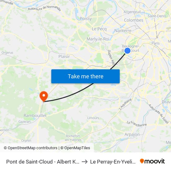 Pont de Saint-Cloud - Albert Kahn to Le Perray-En-Yvelines map
